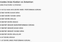 Mercedes arıza kodları