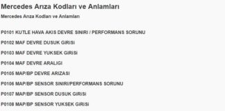 Mercedes arıza kodları