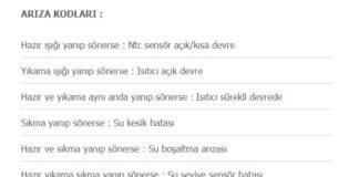 Beko arıza kodları