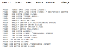 C arıza kodları