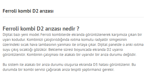 Ferroli kombi arıza kodu D2